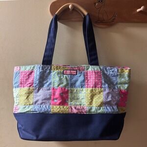 Vineyard Vines | Marthas Vineyard Patchwork Nautical Tote Bag Leather on Handle